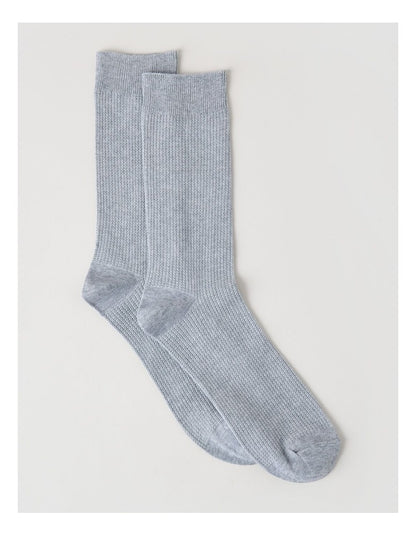 Australian Cotton Waffle Socks in Mid Grey Marle