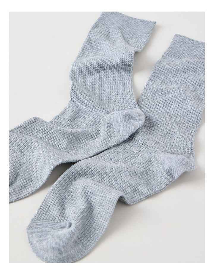Australian Cotton Waffle Socks in Mid Grey Marle