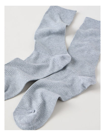 Australian Cotton Waffle Socks in Mid Grey Marle