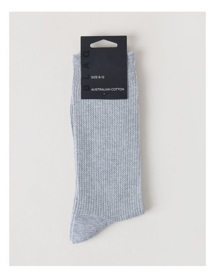 Australian Cotton Waffle Socks in Mid Grey Marle