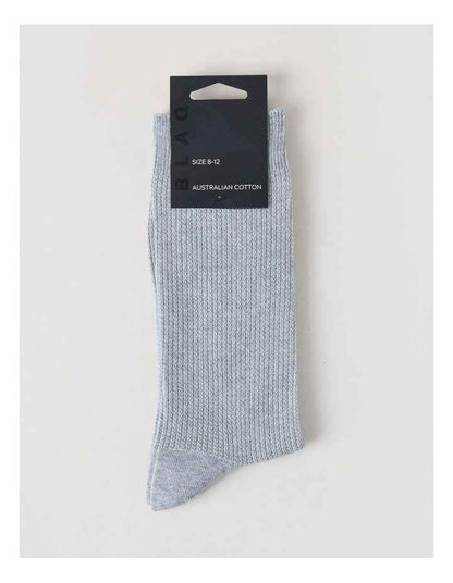 Australian Cotton Waffle Socks in Mid Grey Marle