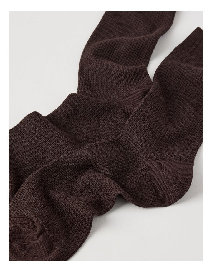 Australian Cotton Waffle Socks in Dark Chocolate