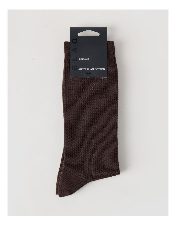Australian Cotton Waffle Socks in Dark Chocolate
