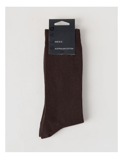 Australian Cotton Waffle Socks in Dark Chocolate