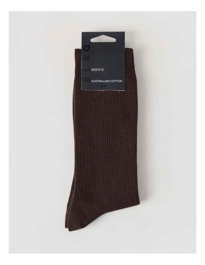 Australian Cotton Waffle Socks in Dark Chocolate