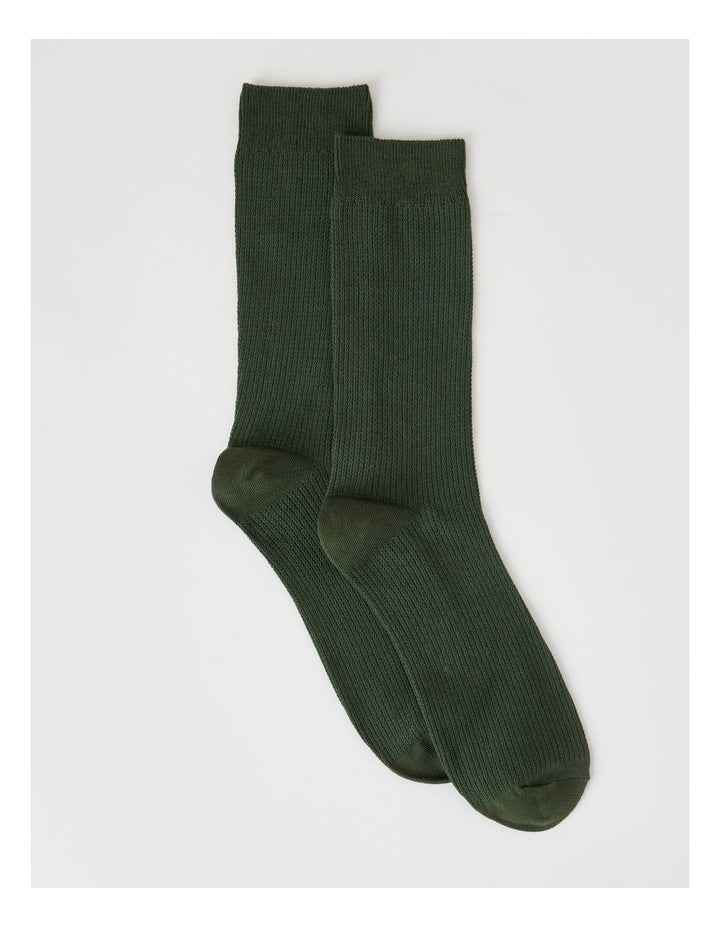 Australian Cotton Waffle Socks in Green Slate