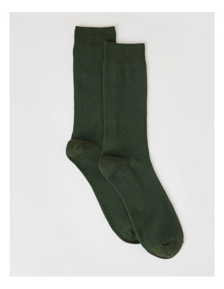 Australian Cotton Waffle Socks in Green Slate