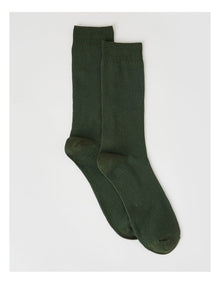 Australian Cotton Waffle Socks in Green Slate