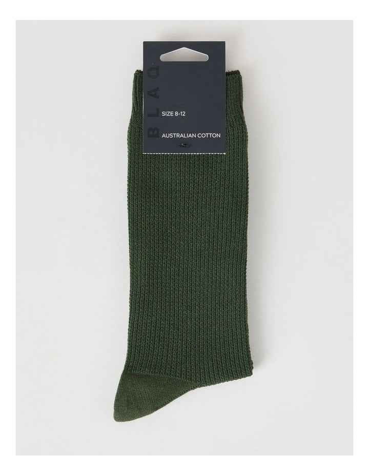 Australian Cotton Waffle Socks in Green Slate