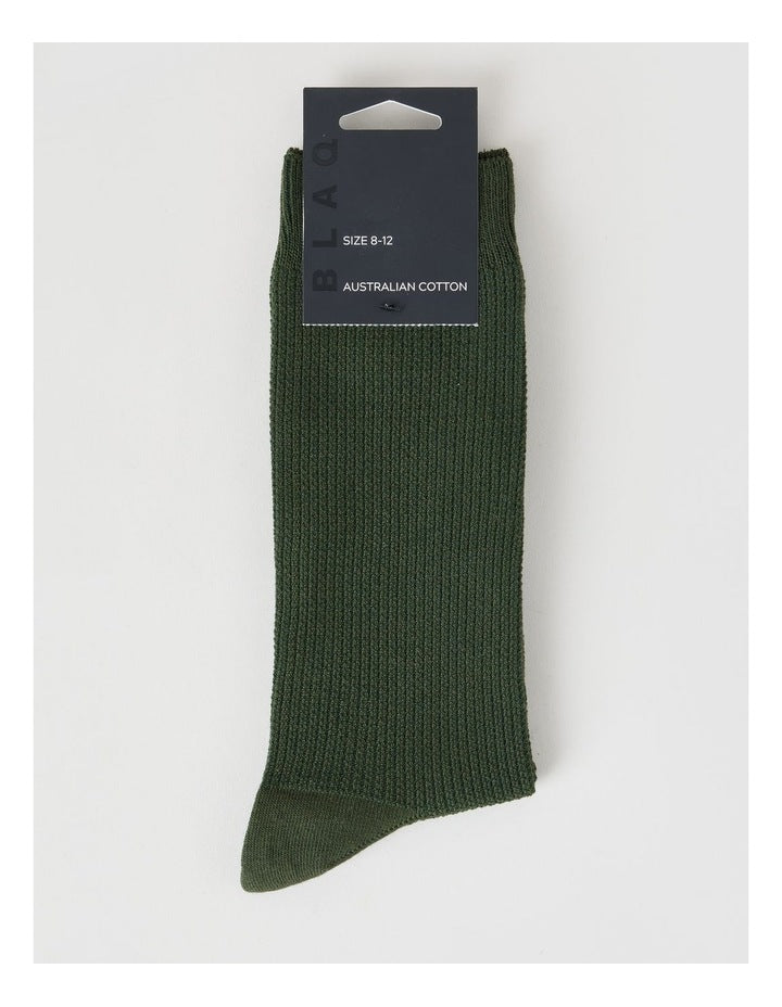 Australian Cotton Waffle Socks in Green Slate