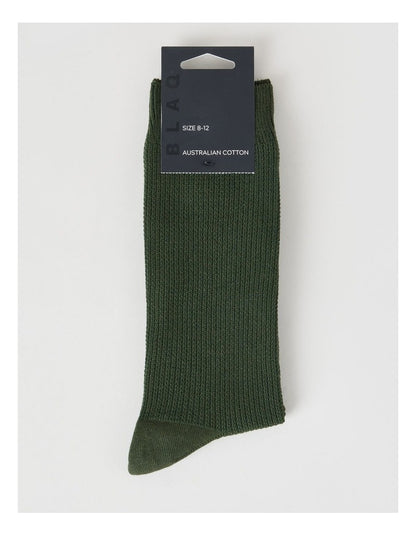 Australian Cotton Waffle Socks in Green Slate