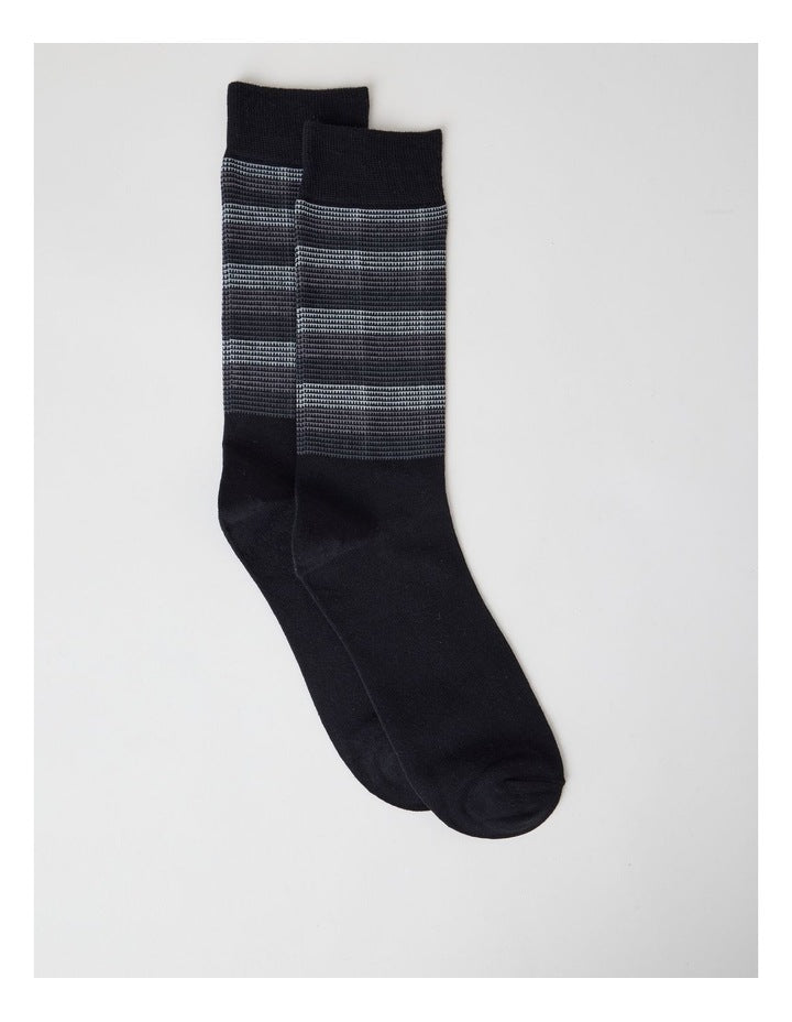 Australian Cotton Stripe Texture Socks in Black