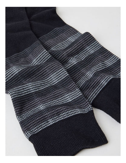 Australian Cotton Stripe Texture Socks in Black