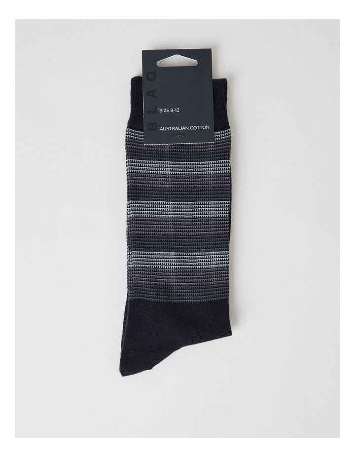 Australian Cotton Stripe Texture Socks in Black