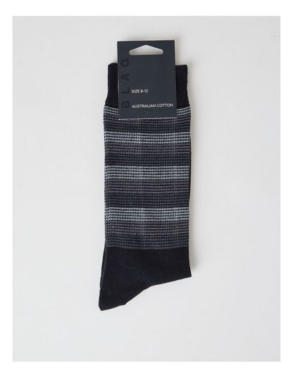 Australian Cotton Stripe Texture Socks in Black
