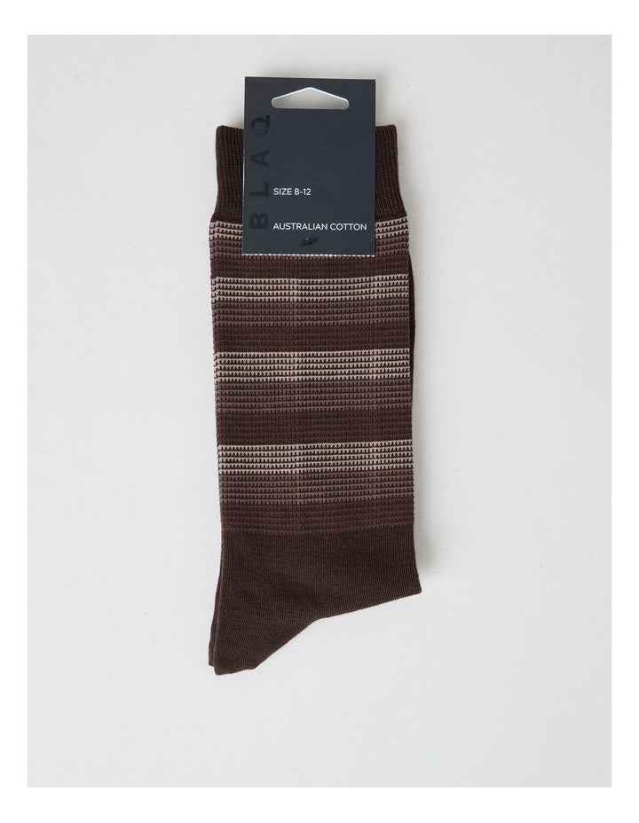 Australian Cotton Stripe Texture Socks in Warm Dark Brown