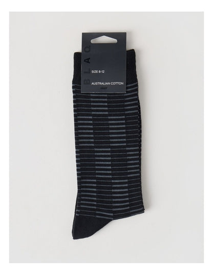 Australian Cotton Grid Socks in Black & Charcoal