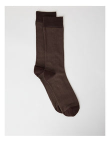 Australian Cotton Herringbone Socks in Dark Chocolate and Taupe