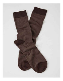 Australian Cotton Herringbone Socks in Dark Chocolate and Taupe