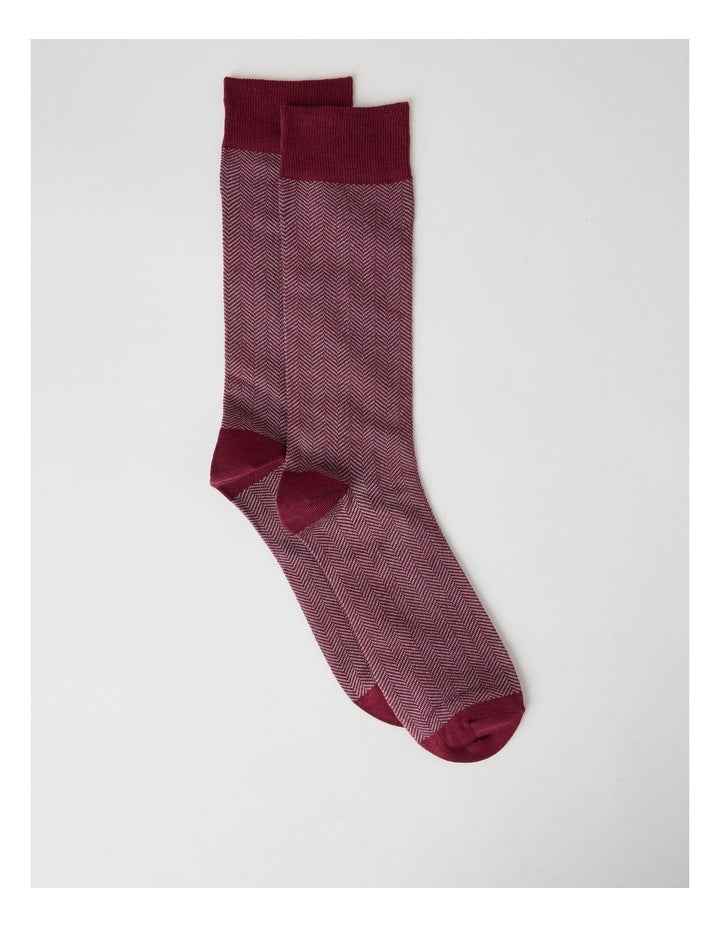 Australian Cotton Herringbone Socks in Prune and Soft Grey