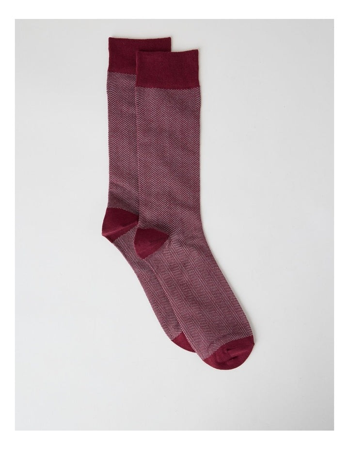 Australian Cotton Herringbone Socks in Prune and Soft Grey