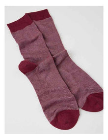 Australian Cotton Herringbone Socks in Prune and Soft Grey