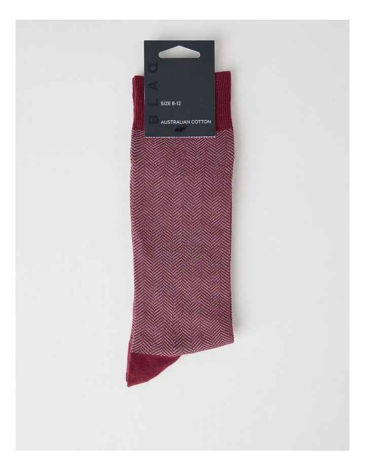 Australian Cotton Herringbone Socks in Prune and Soft Grey