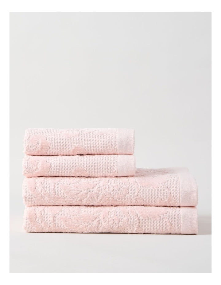 Margot Jacquard Towel Set in Pink