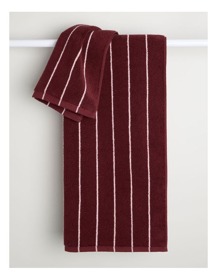 Vue Pinstripe Towel Range in Red Velvet