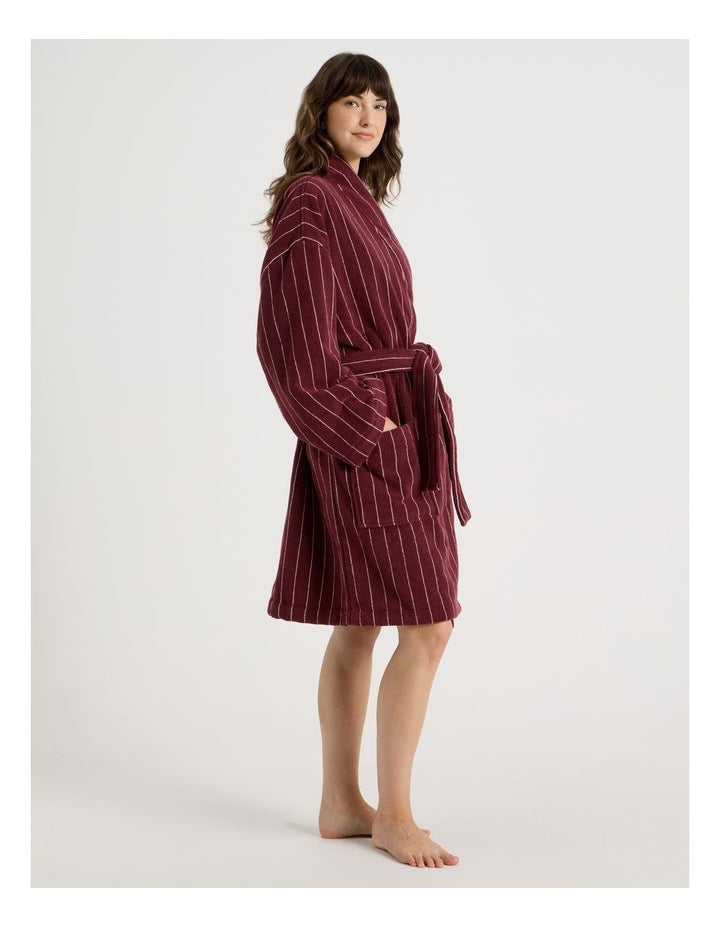 Pinstripe Bath Robe in Red Velvet