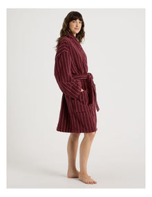 Pinstripe Bath Robe in Red Velvet