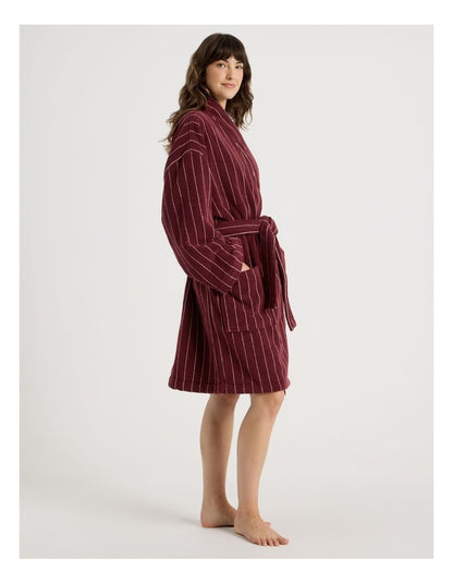 Pinstripe Bath Robe in Red Velvet