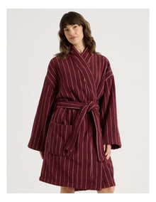 Pinstripe Bath Robe in Red Velvet