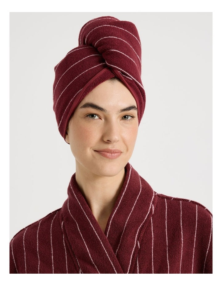 Vue Pinstripe Hair Wrap in Red Velvet