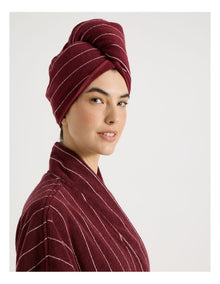 Vue Pinstripe Hair Wrap in Red Velvet