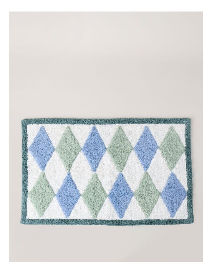 Diamond Tufted Bath Mat in Blue