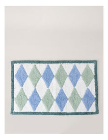 Diamond Tufted Bath Mat in Blue