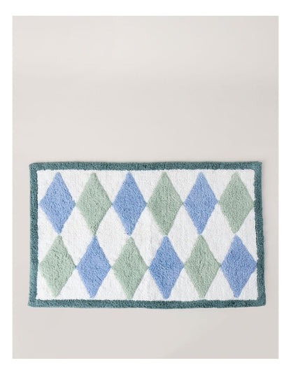 Diamond Tufted Bath Mat in Blue