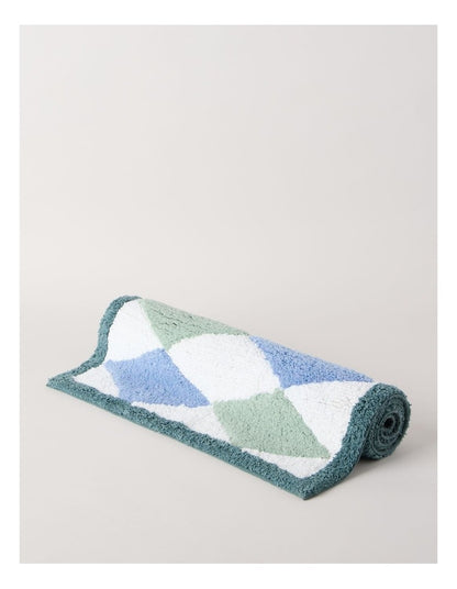 Diamond Tufted Bath Mat in Blue