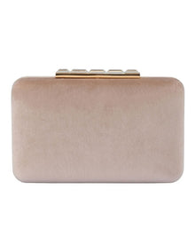 Bess Velvet Clutch Bag in Natural
