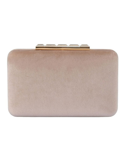 Bess Velvet Clutch Bag in Natural