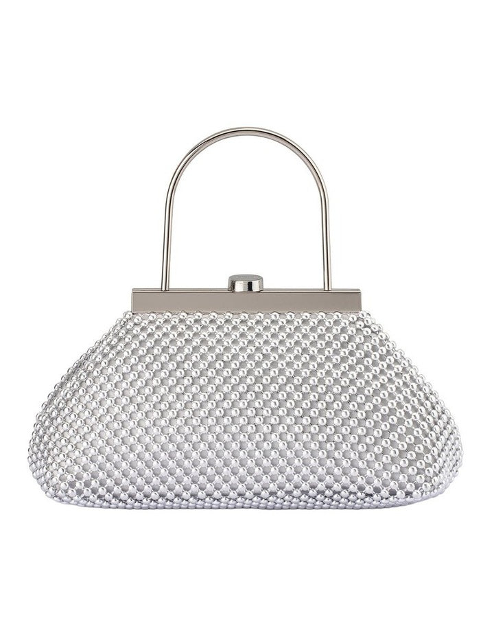 Mimi Ball Mesh Clutch Bag in Silver