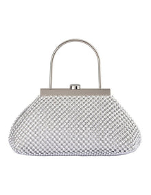 Mimi Ball Mesh Clutch Bag in Silver