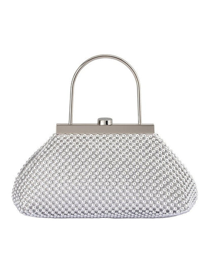 Mimi Ball Mesh Clutch Bag in Silver