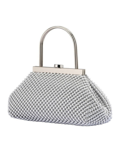 Mimi Ball Mesh Clutch Bag in Silver