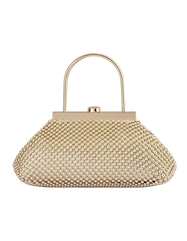 Mimi Ball Mesh Clutch Bag in Gold
