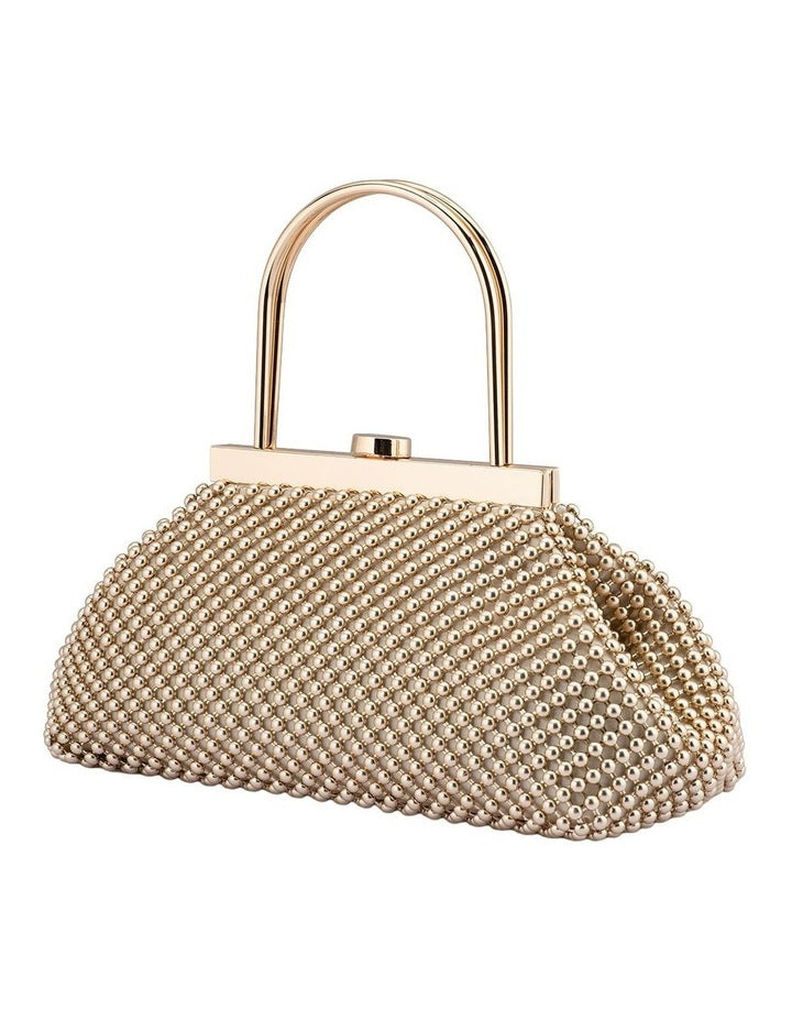 Mimi Ball Mesh Clutch Bag in Gold