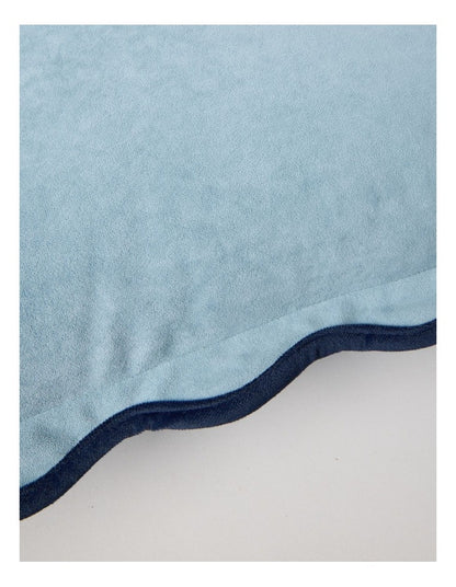 Velvet Scalloped Cushion in Duck Egg Blue