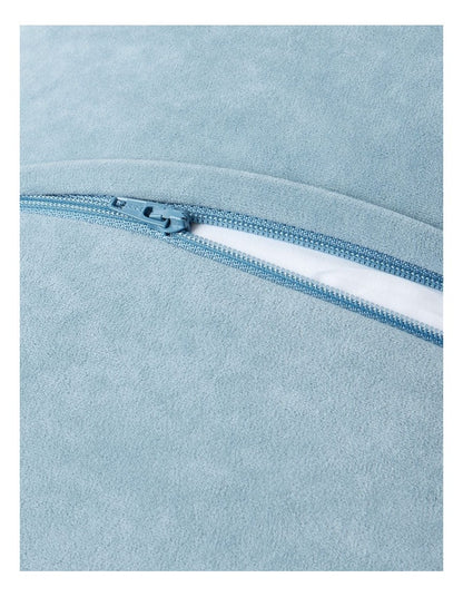 Velvet Scalloped Cushion in Duck Egg Blue