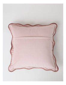 Velvet Scalloped Cushion in Deep Pink